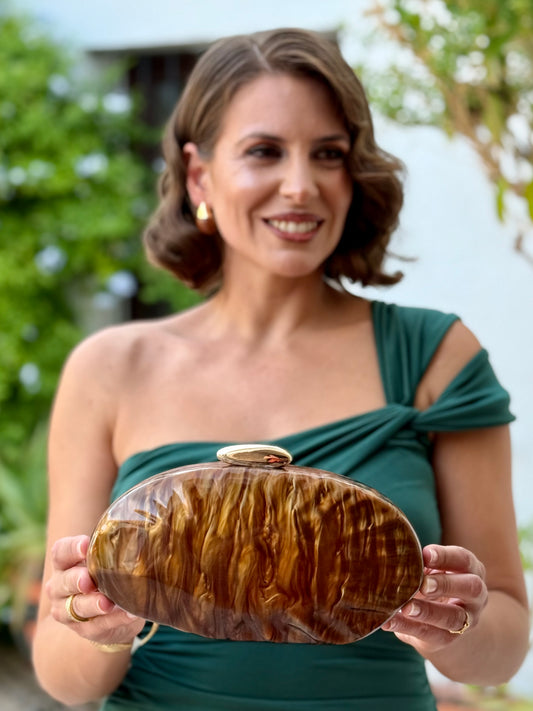 Bolso Nácar Ovalado Marrón