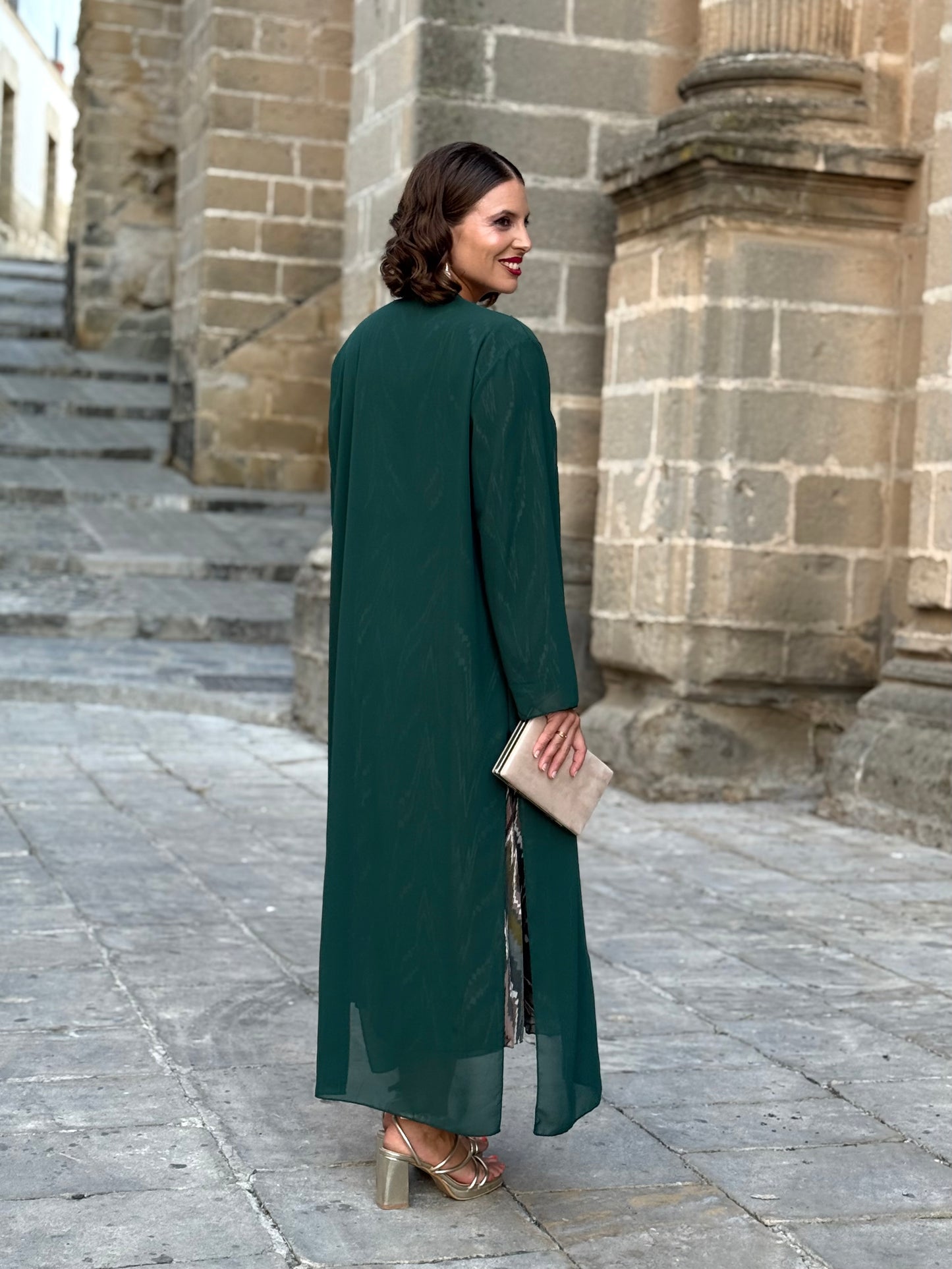 Kimono de Gasa Verde Botella