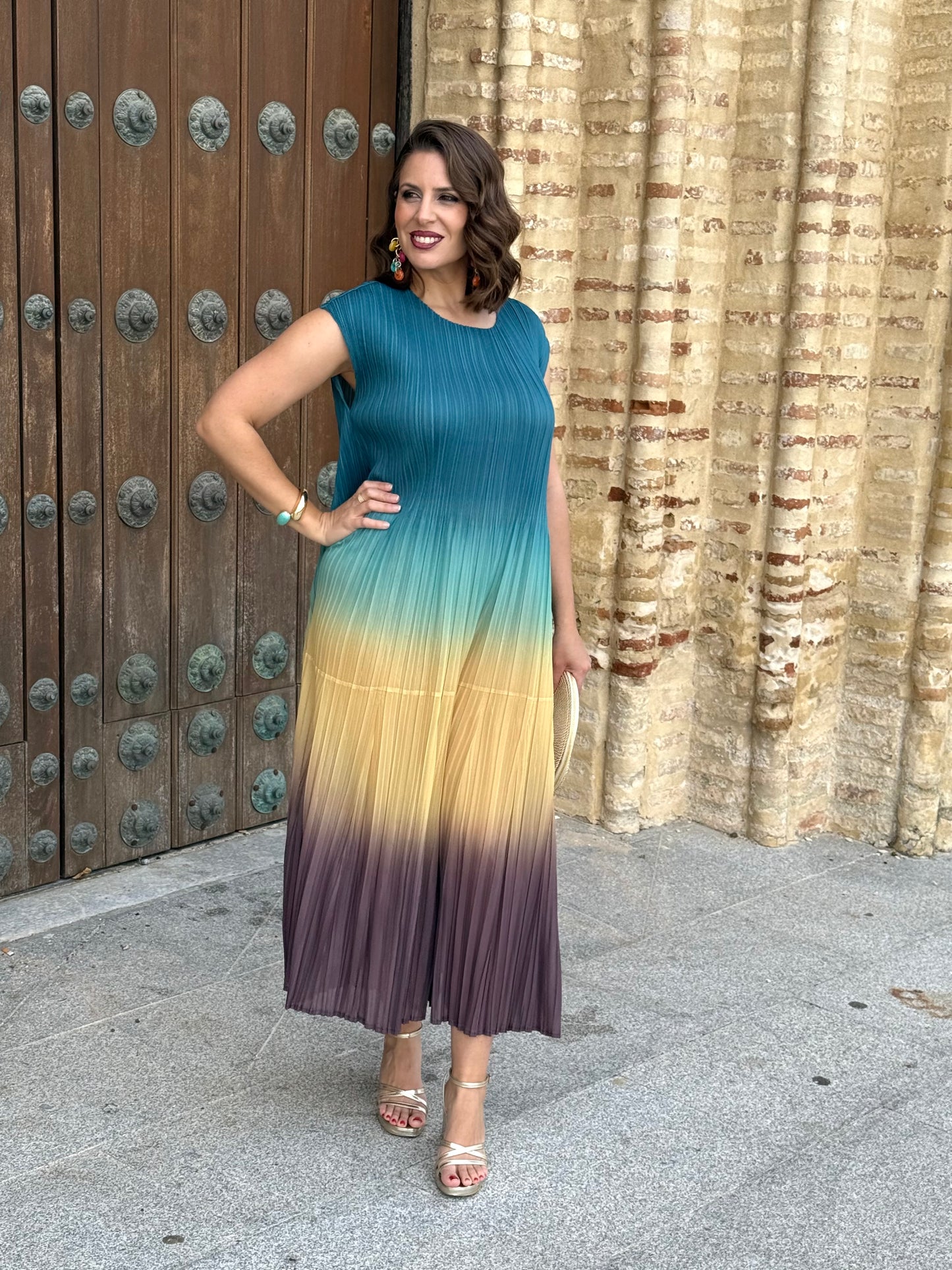 Vestido Armonía Turquesa/Marrón
