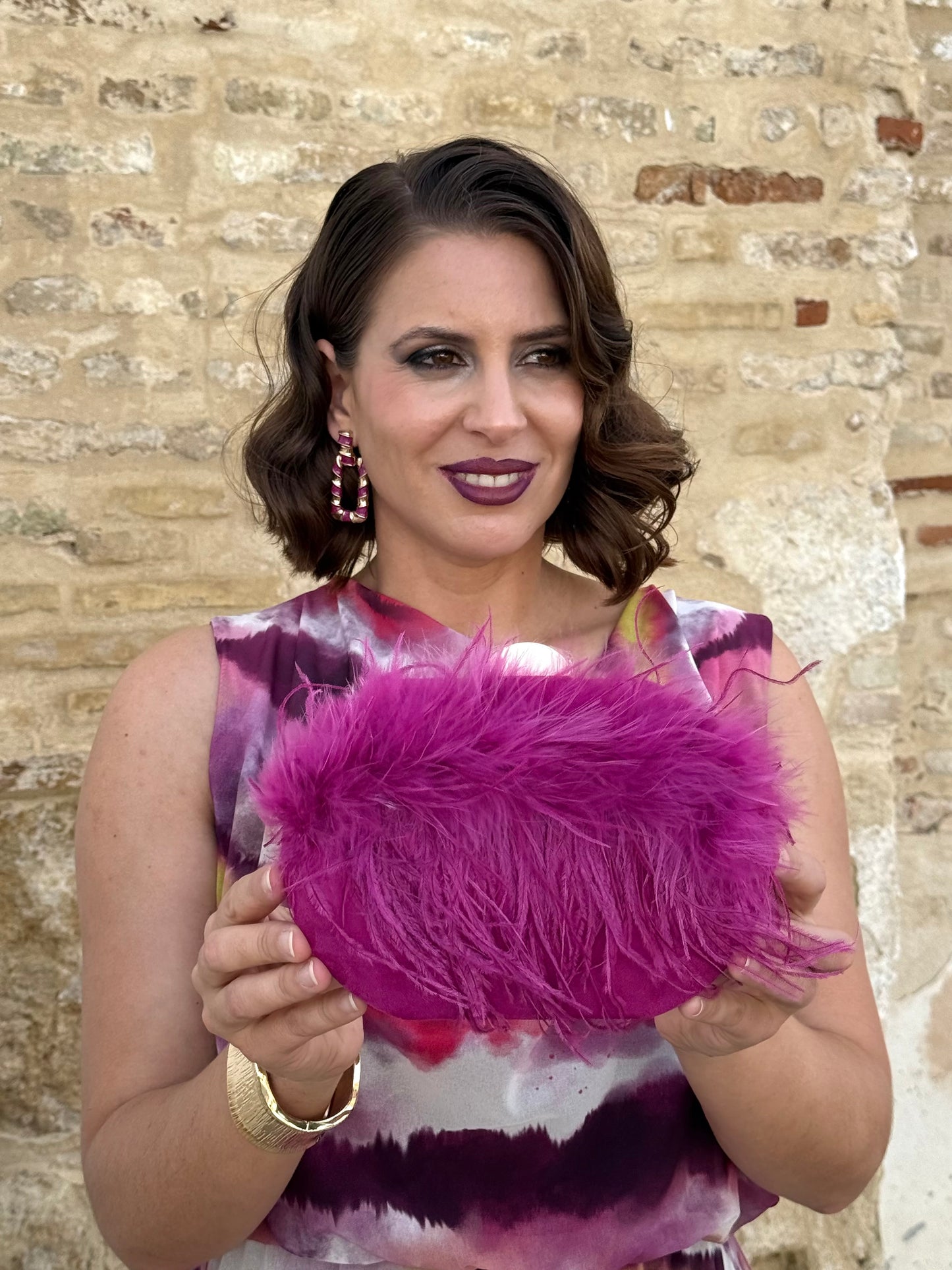 Bolso de Fiesta de Plumas Buganvilla