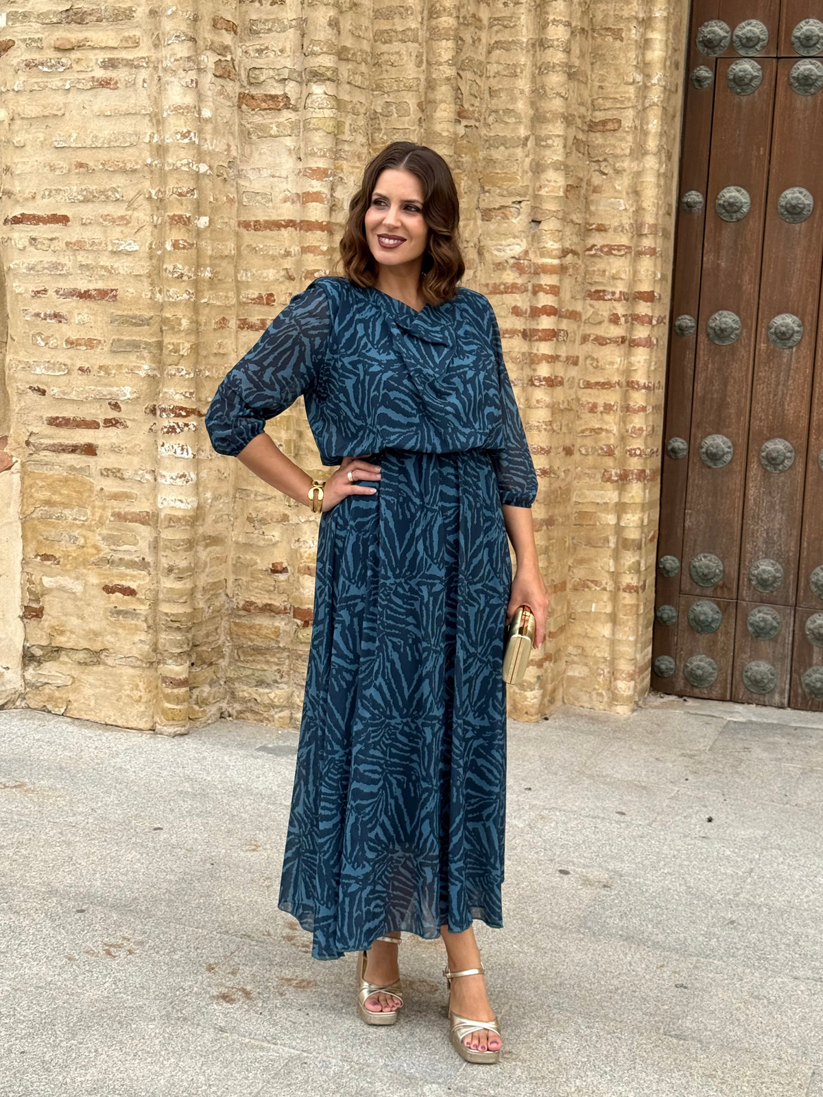 Vestido Miriam Estampado Azul