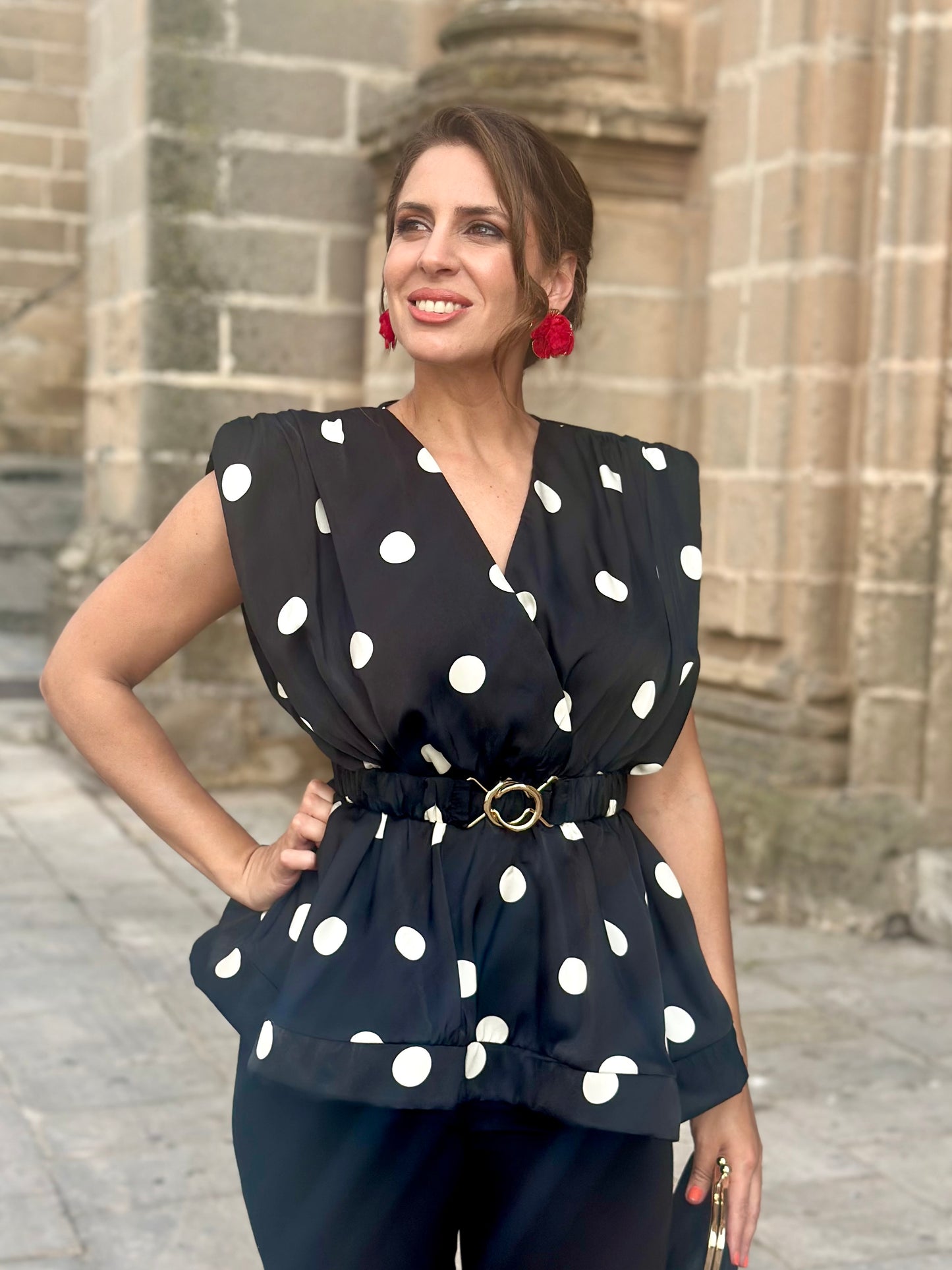Blusa Lunares Negra
