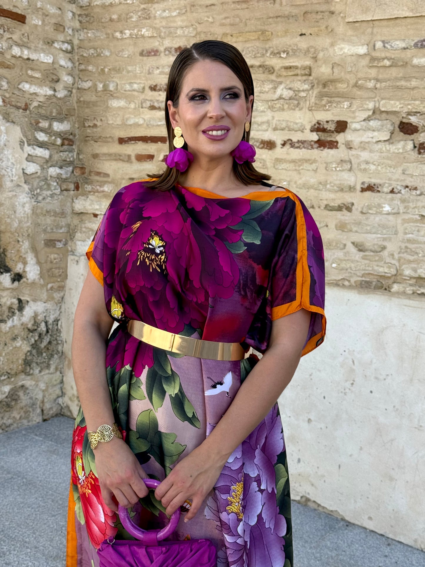 Vestido Elvira Naranja/Morado