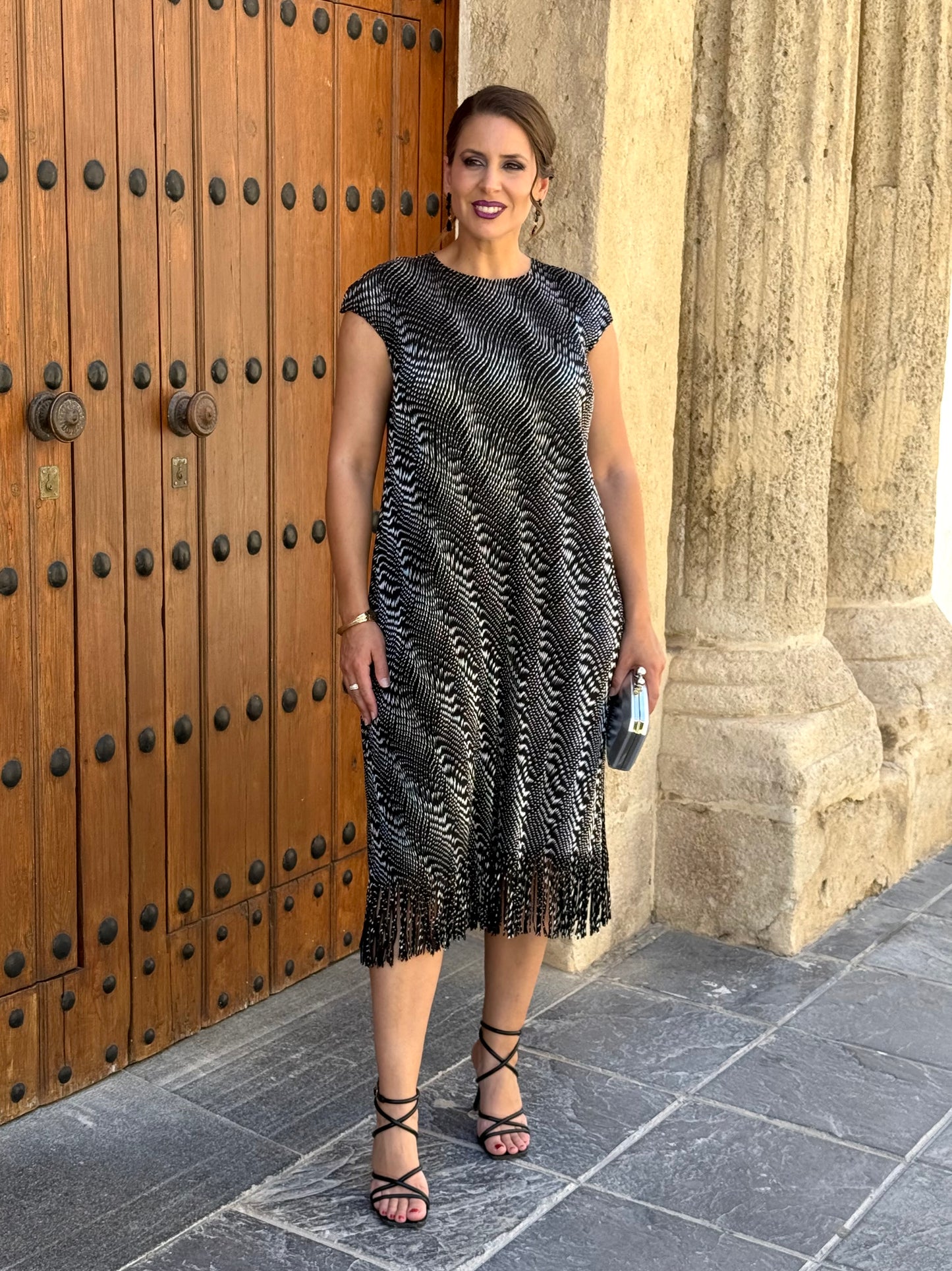 Vestido Gala Negro/Plata