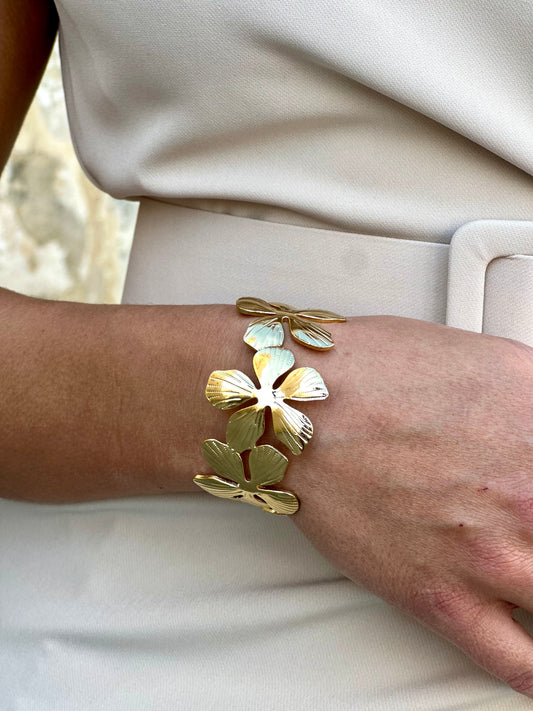Pulsera Floral Dorada