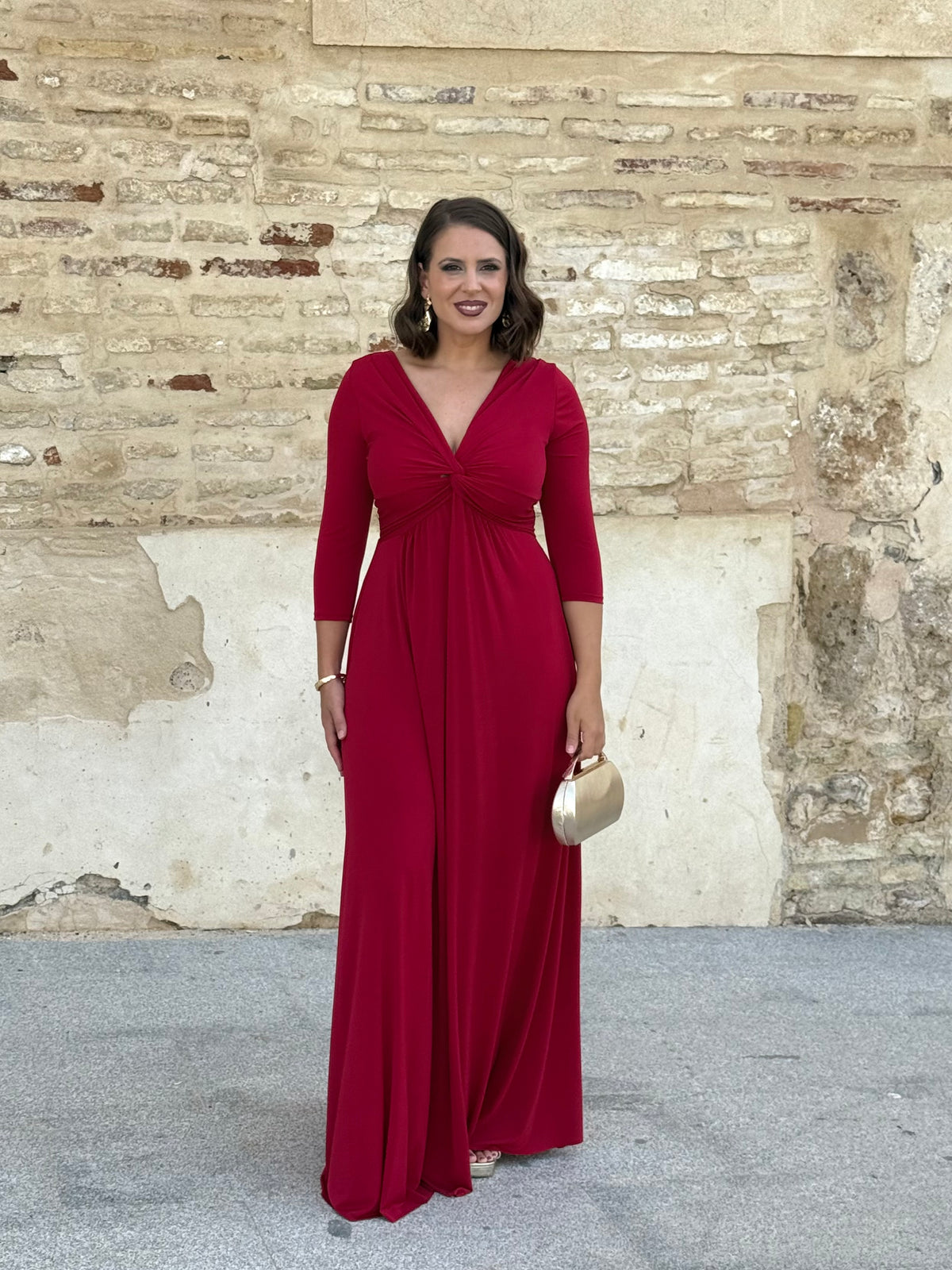 Vestido Zafira Manga Rojo Sangre