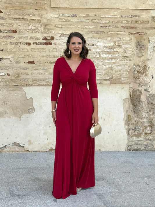 Vestido Zafira Manga Rojo Sangre