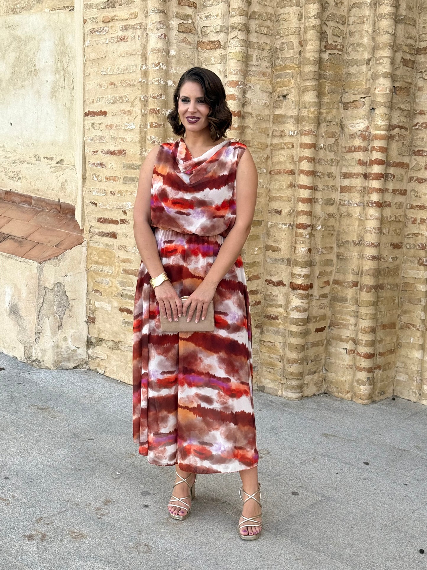 Vestido Miri Teja/Marrón