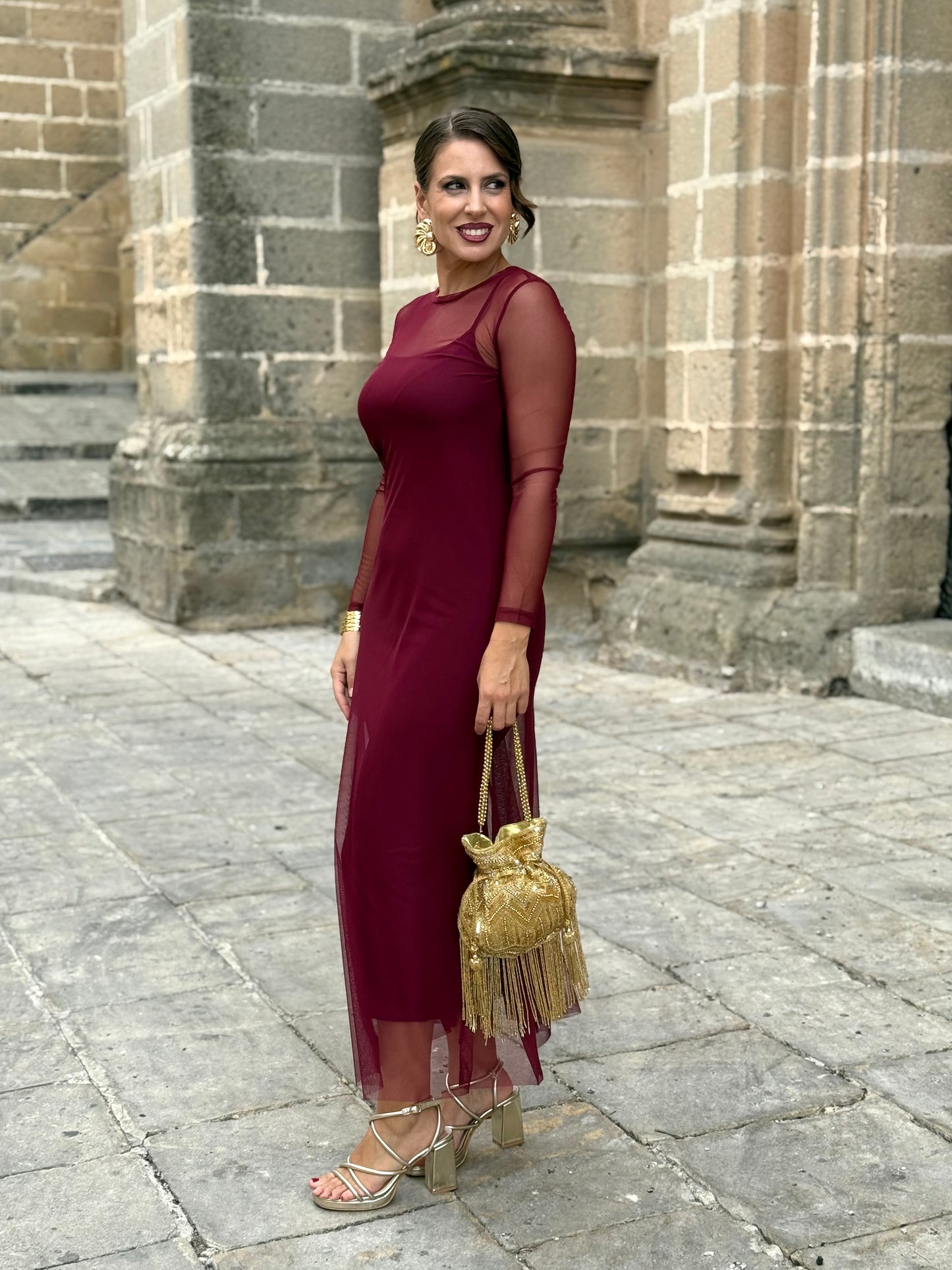 Vestido Aura Burdeos