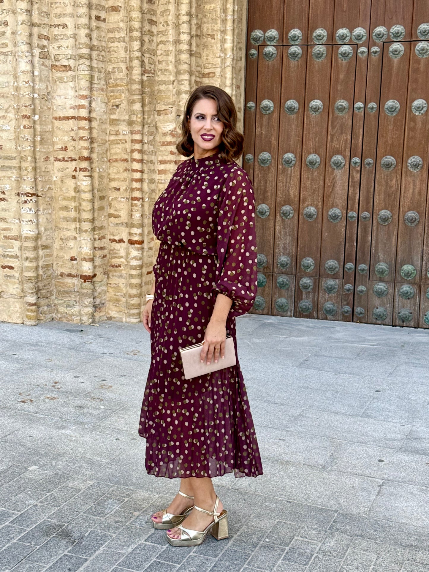 Vestido Julieta Estampado Vino