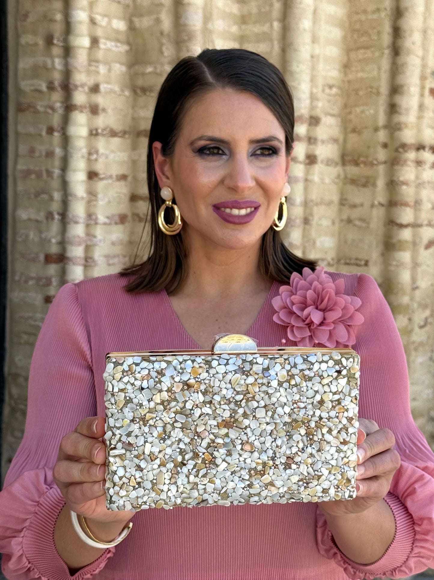 Bolso Piedras Beige