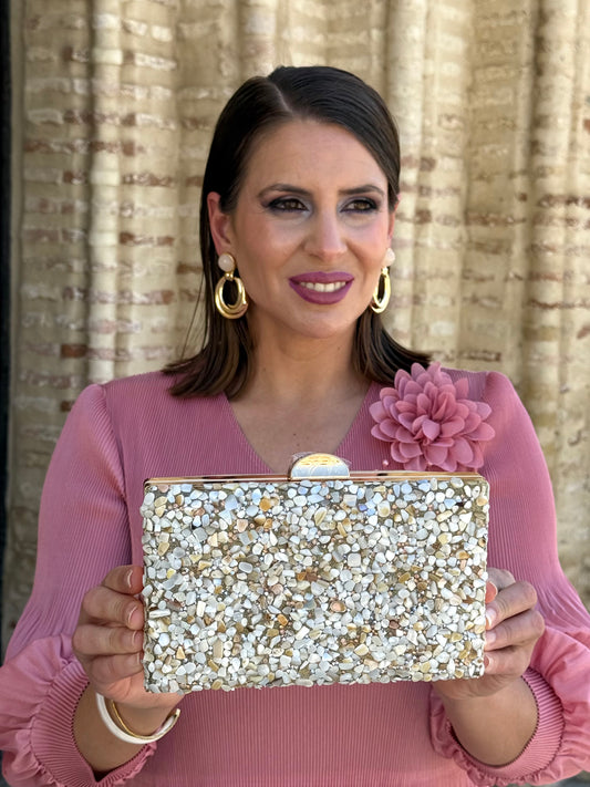 Bolso Piedras Beige