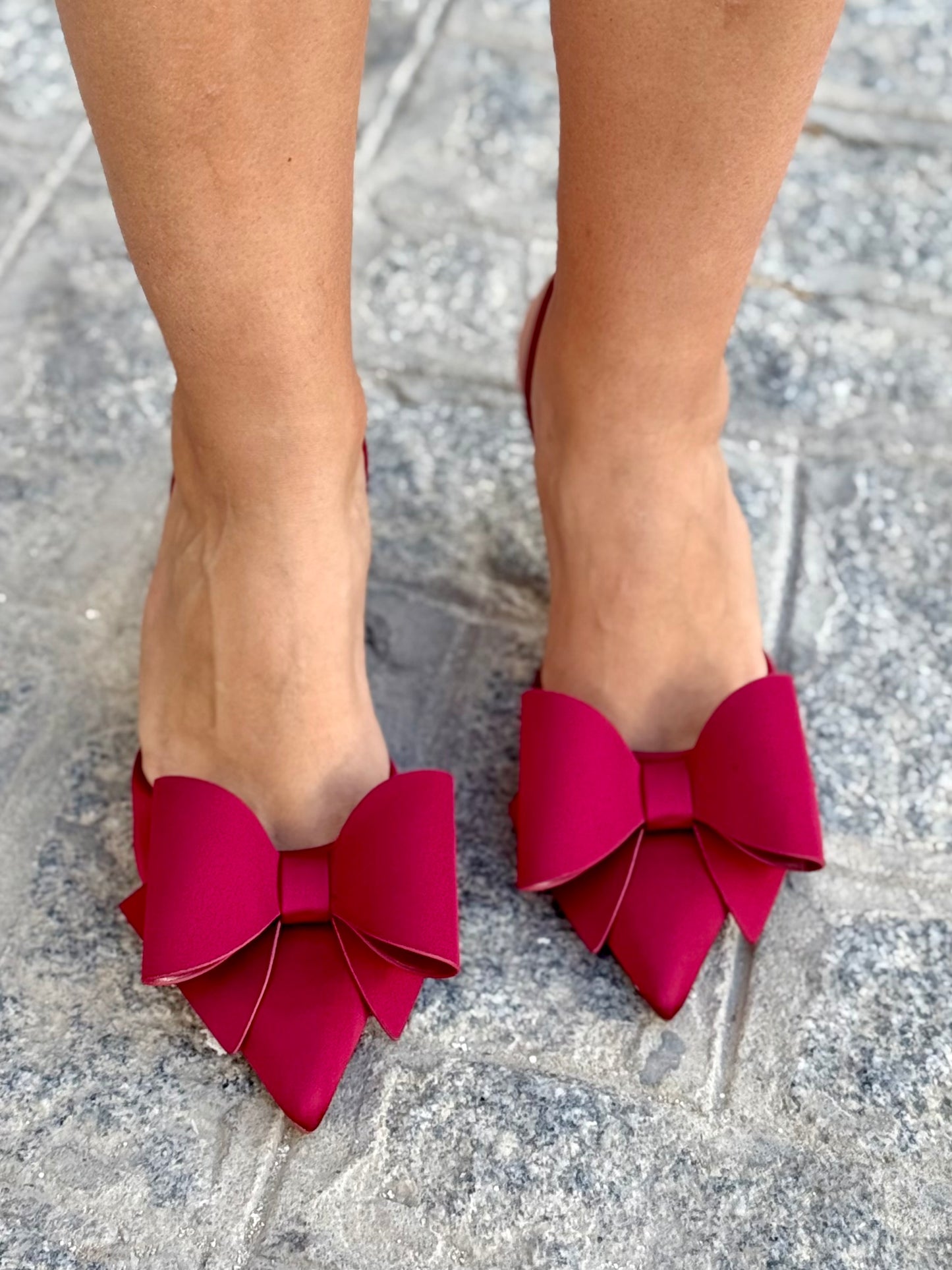 Zapatos de Tacón Vino con Lazo