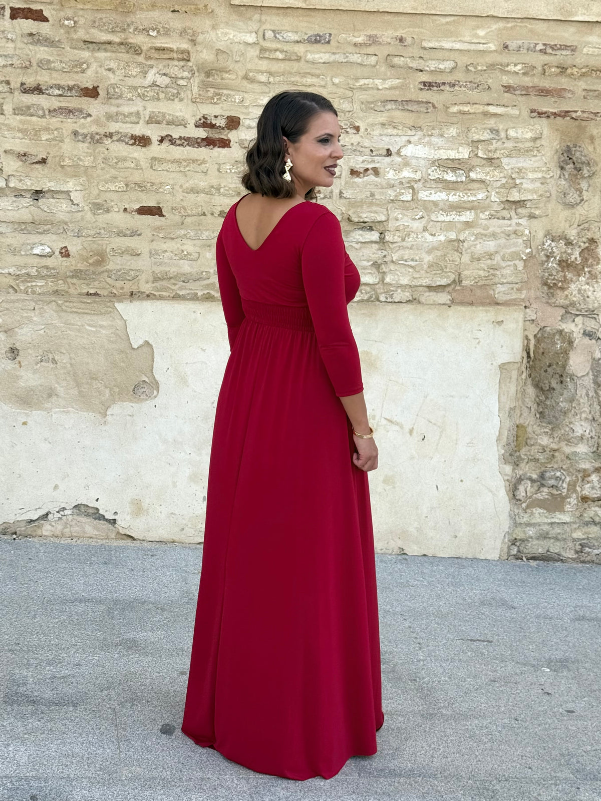 Vestido Zafira Manga Rojo Sangre