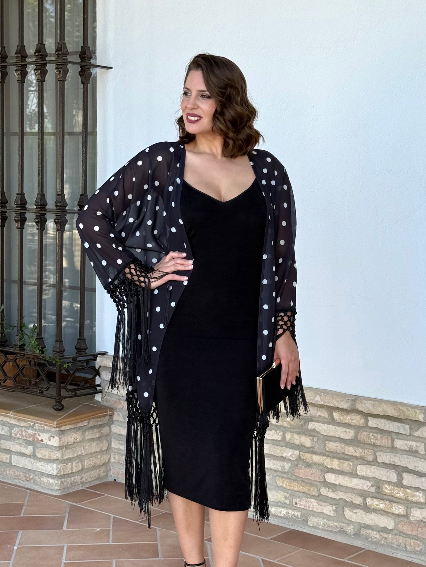 Kimono Lunares Negro