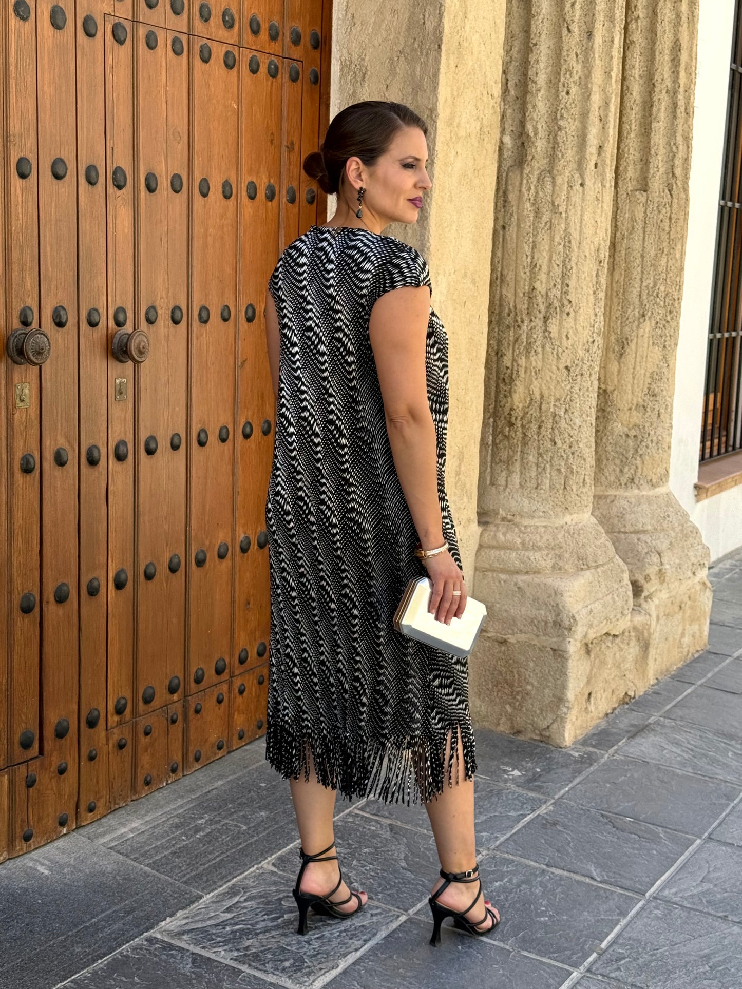 Vestido Gala Negro/Plata