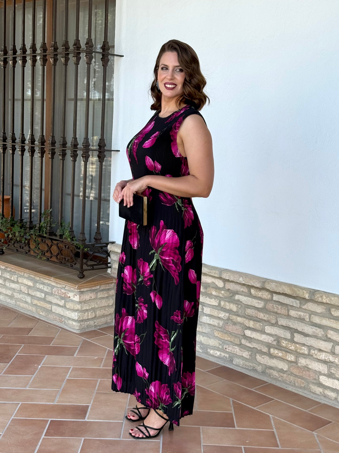Vestido Amapola Negro/Buganvilla