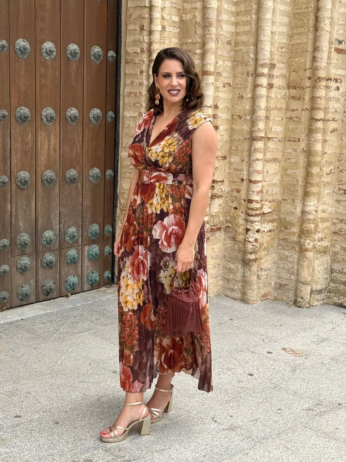 Vestido Amalia Floral Marrón