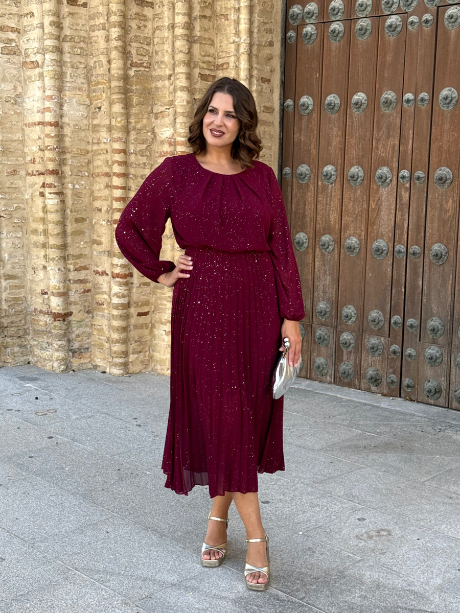 Vestido Bruma Vino Brillo