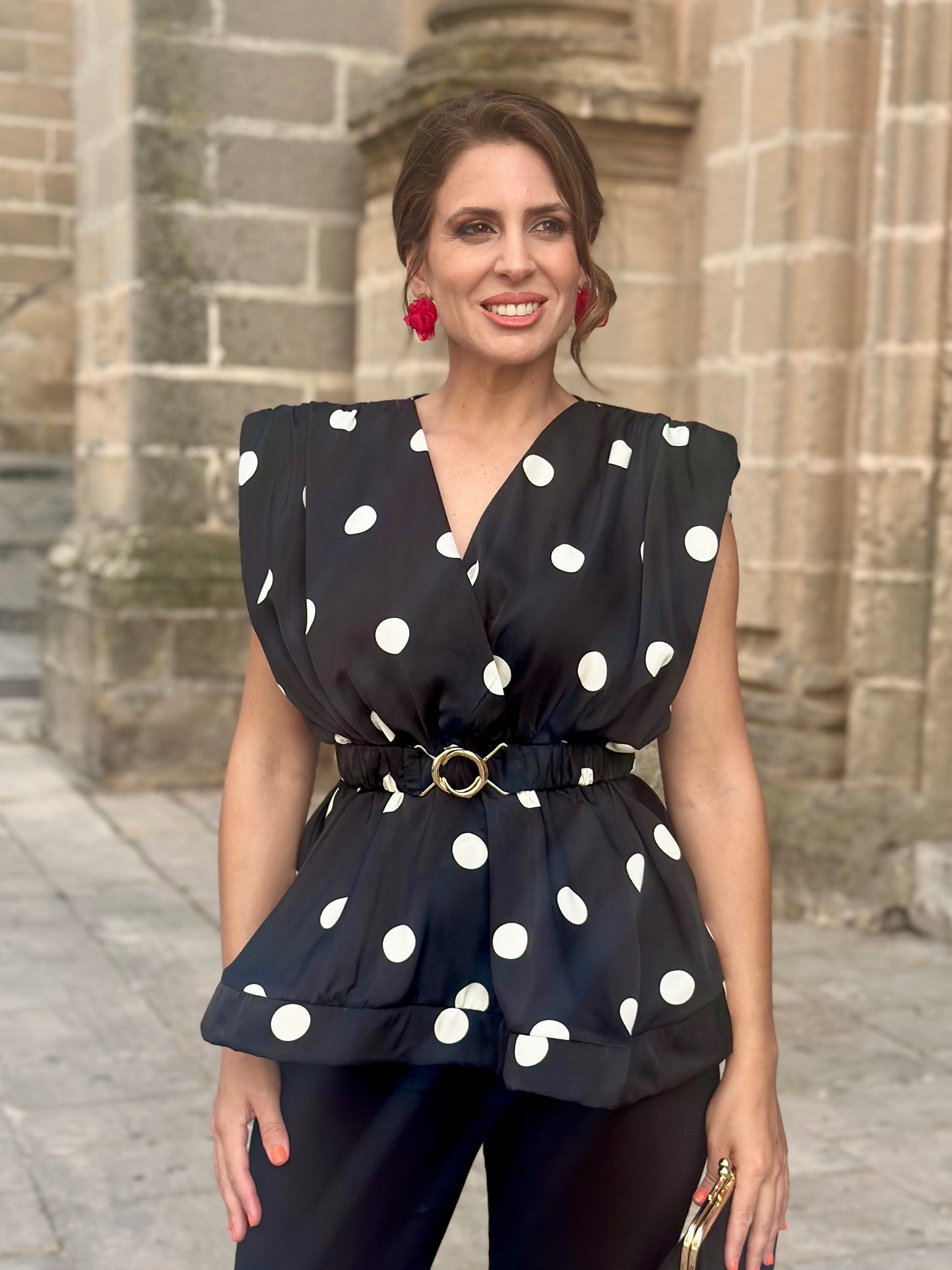 Blusa Lunares Negra