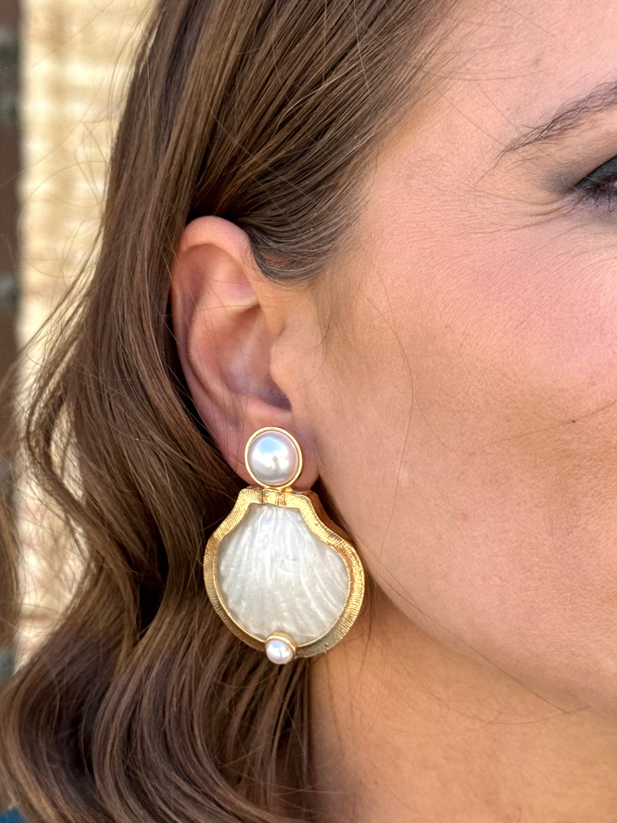 Pendientes Concha Marfil