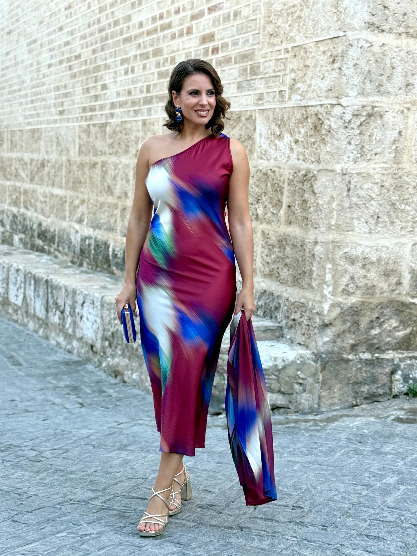 Vestido Acuarela Burdeos