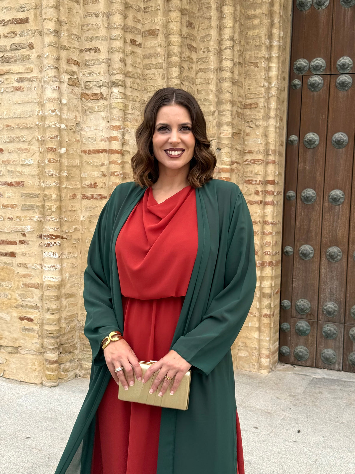 Kimono de Gasa Verde Botella
