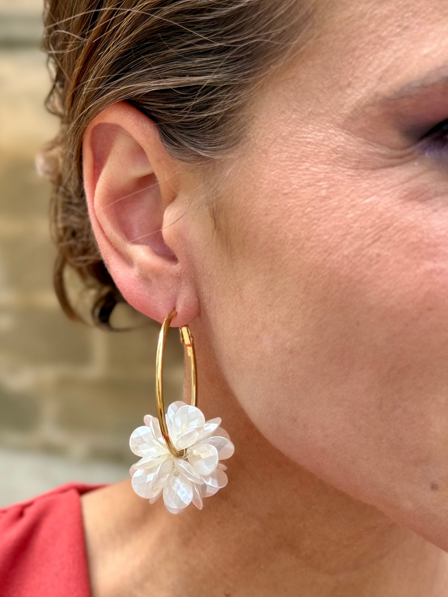 Pendientes Aro Flor Nácar