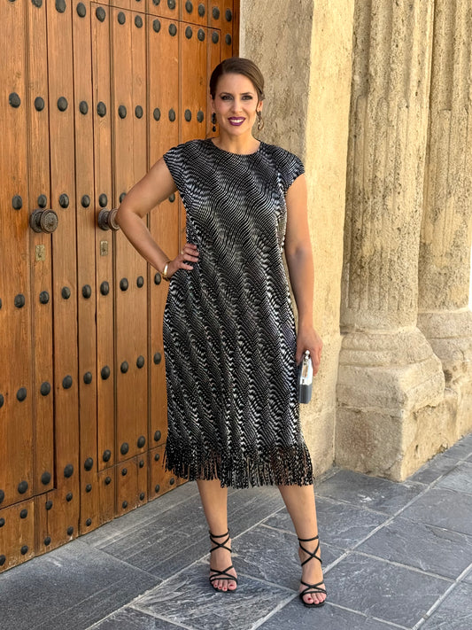 Vestido Gala Negro/Plata