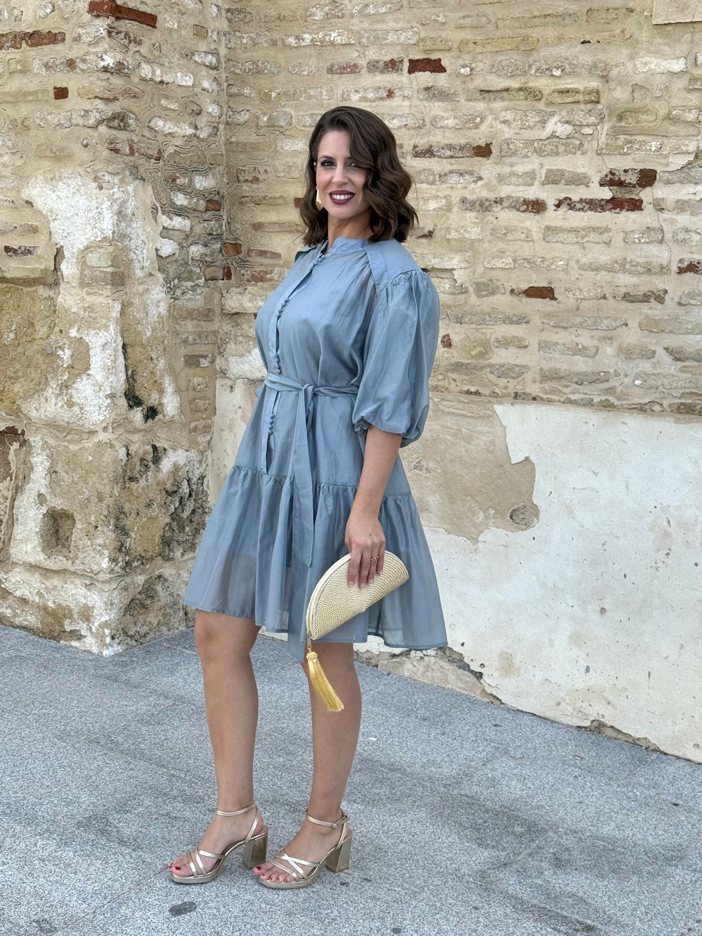 Vestido Mallorca Azul Empolvado