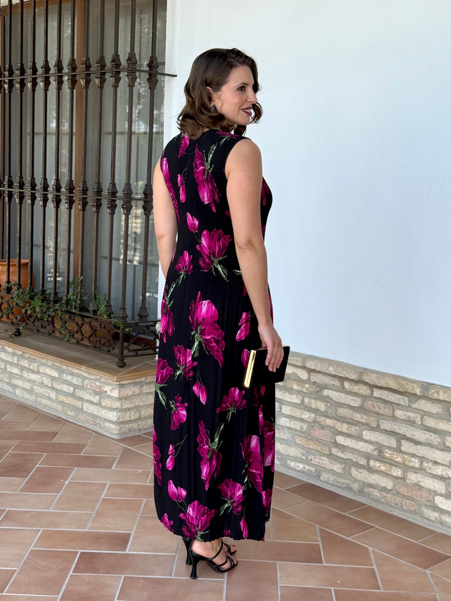 Vestido Amapola Negro/Buganvilla