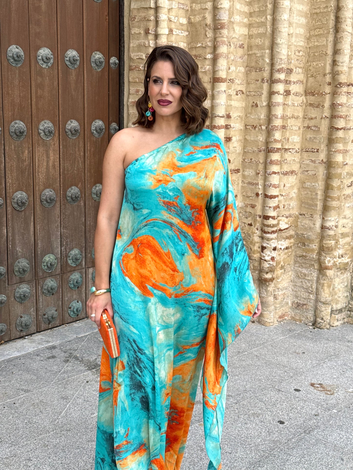 Vestido Casandra Turquesa/Naranja