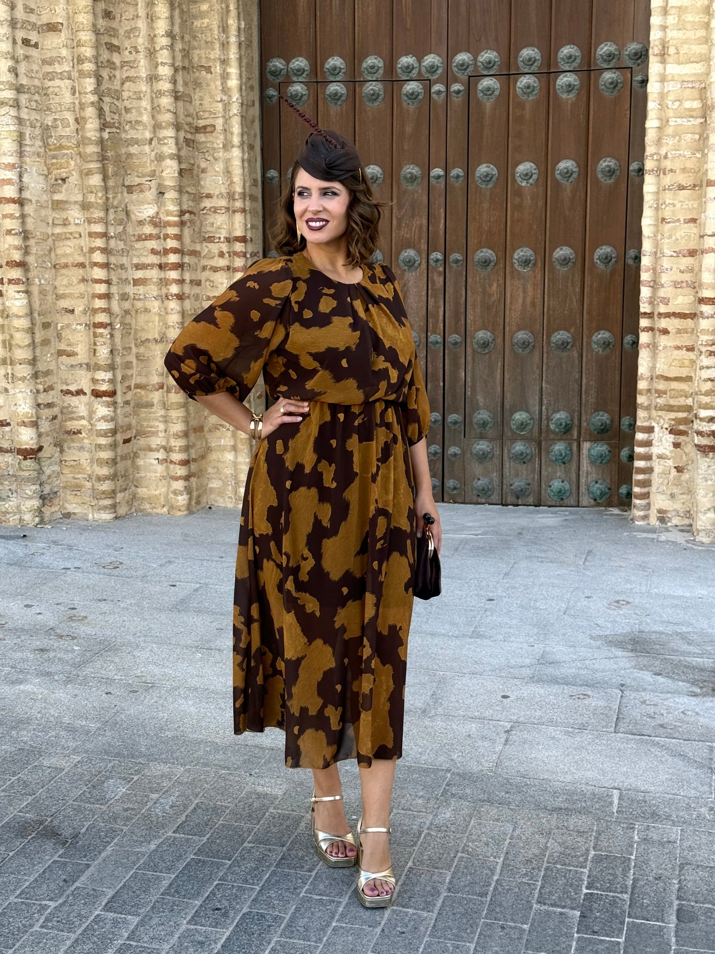 Vestido Miriam Estampado Mostaza