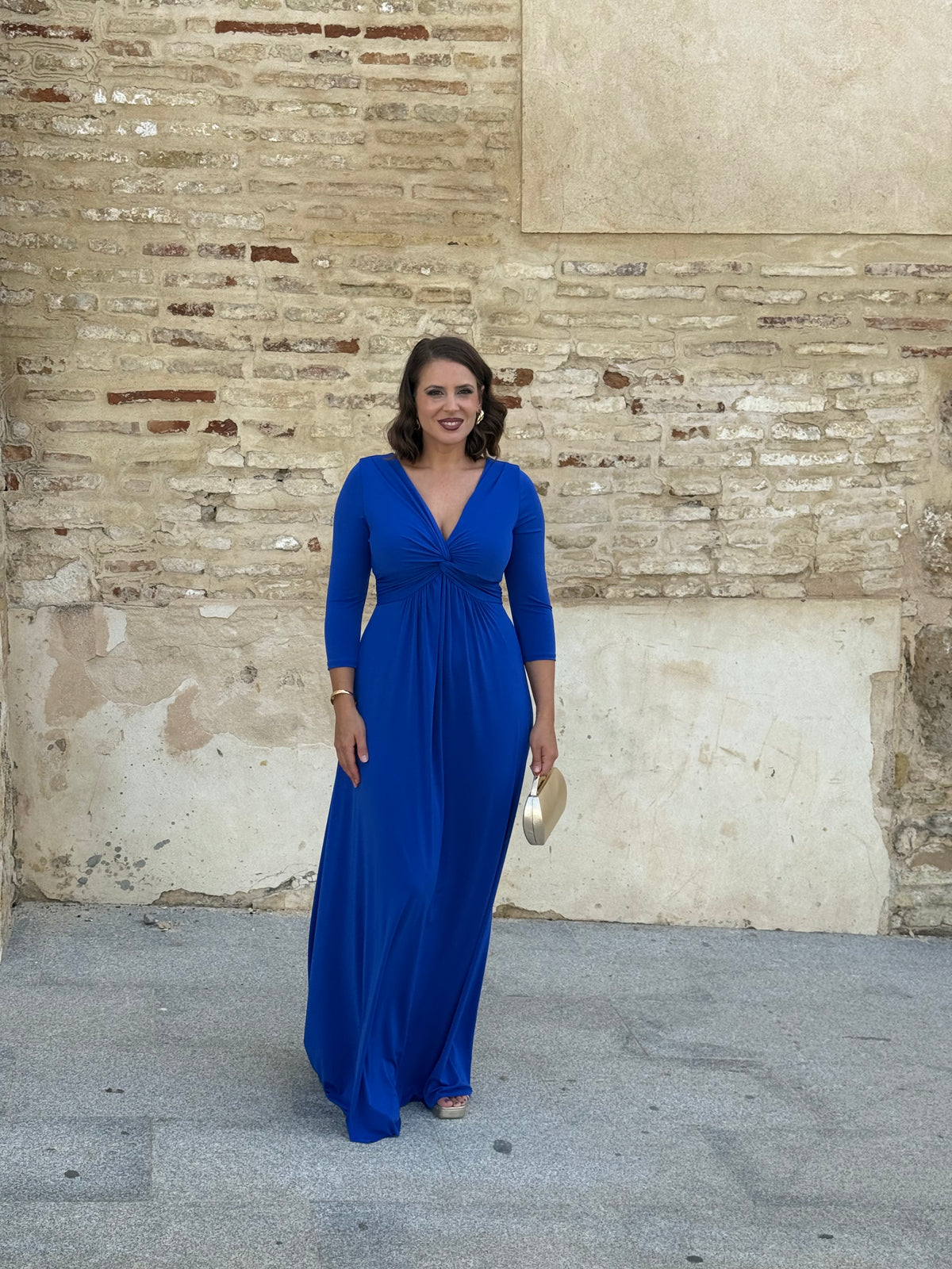 Vestido Zafira Manga Azul Añil