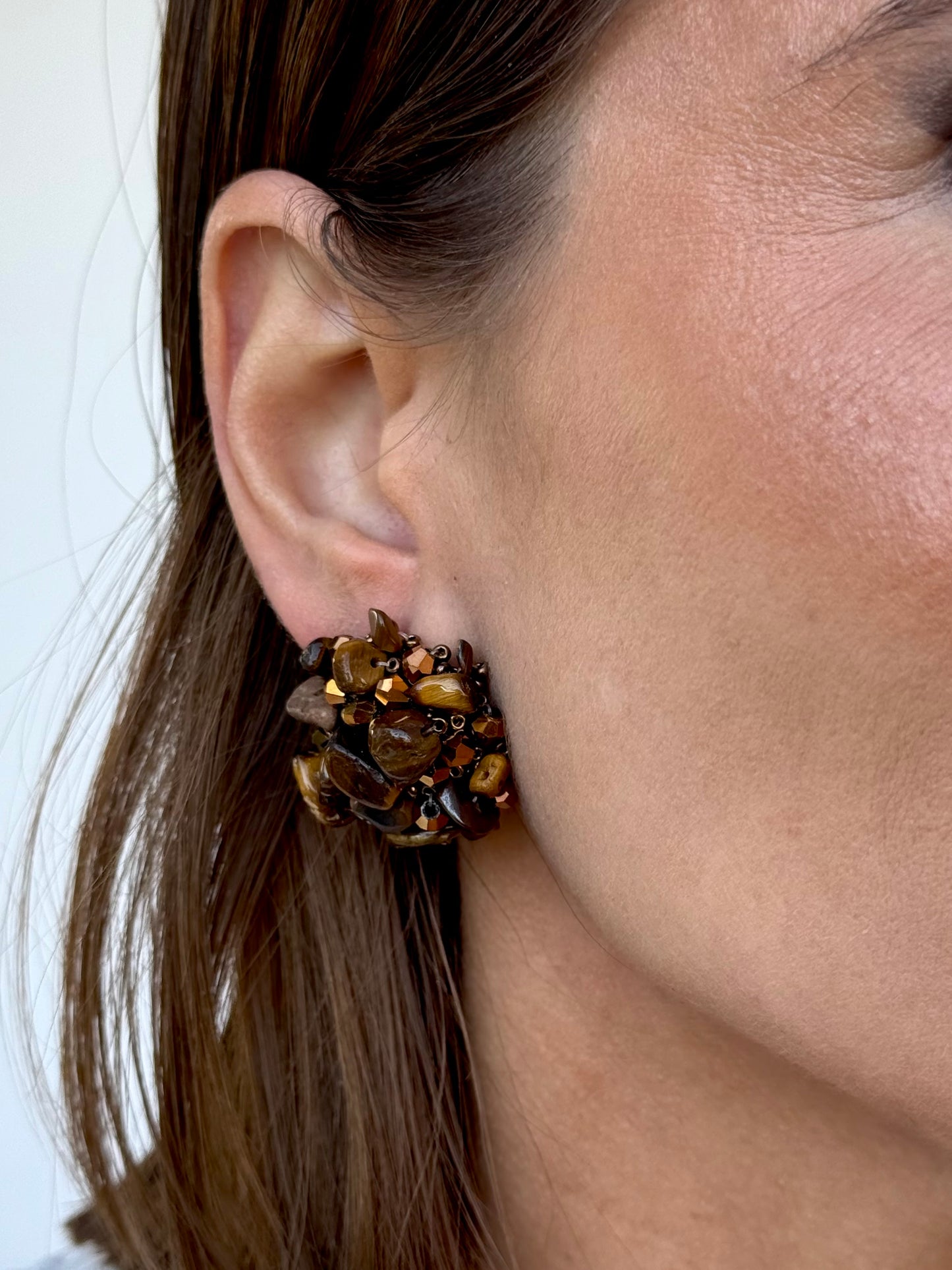 Pendientes Piedras Bronce