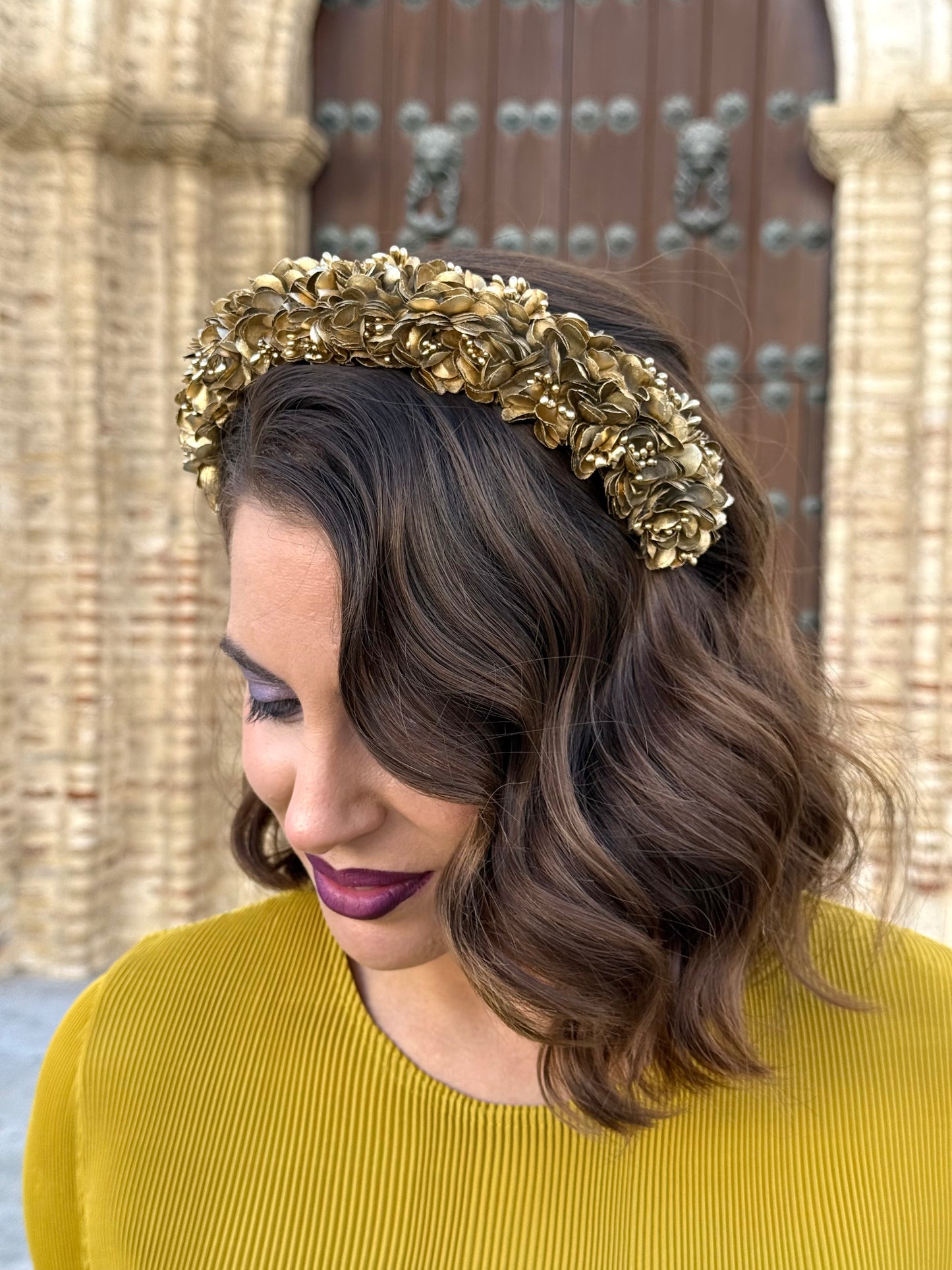 Diadema Floral Dorada