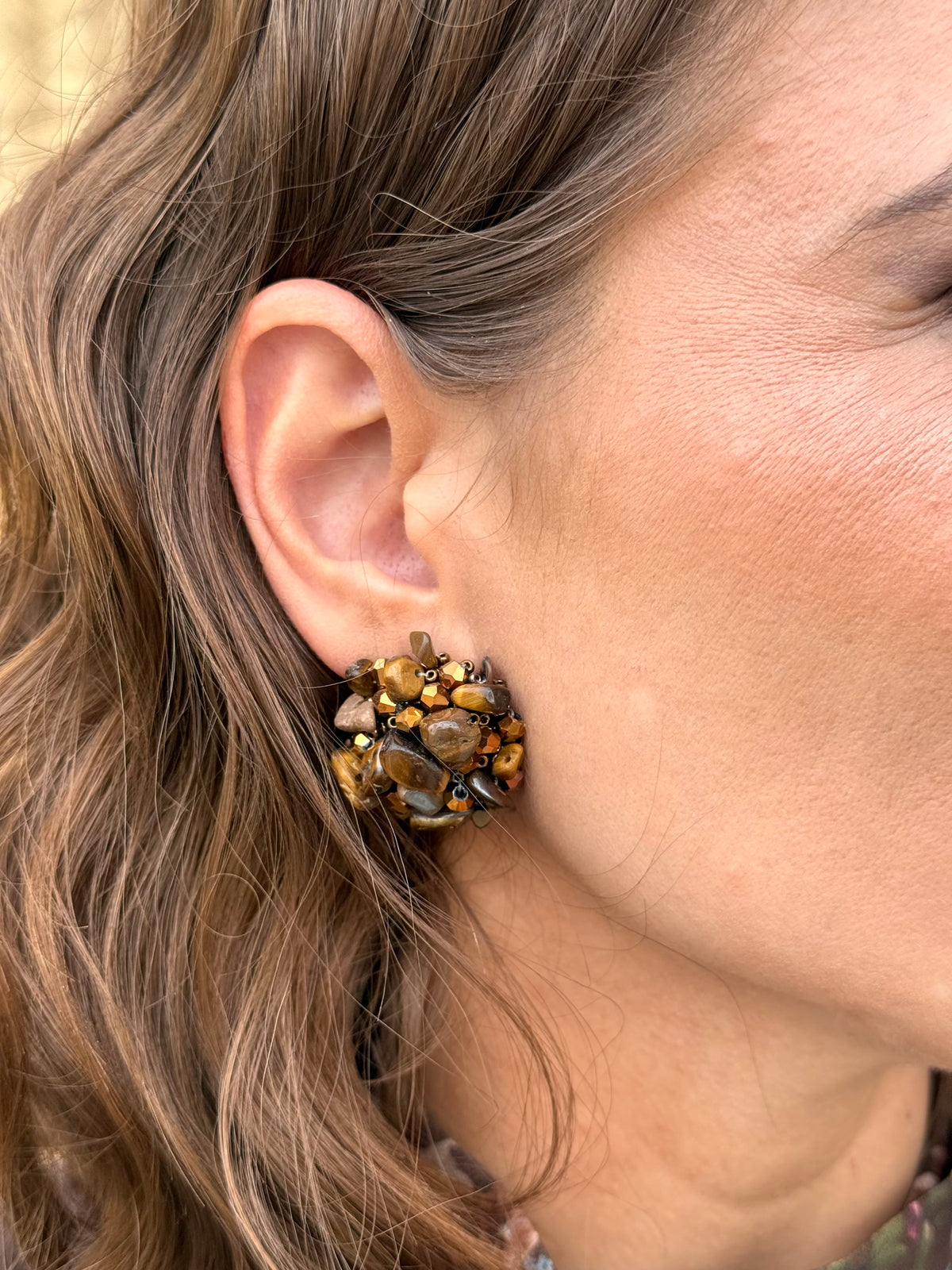 Pendientes piedras Marrón