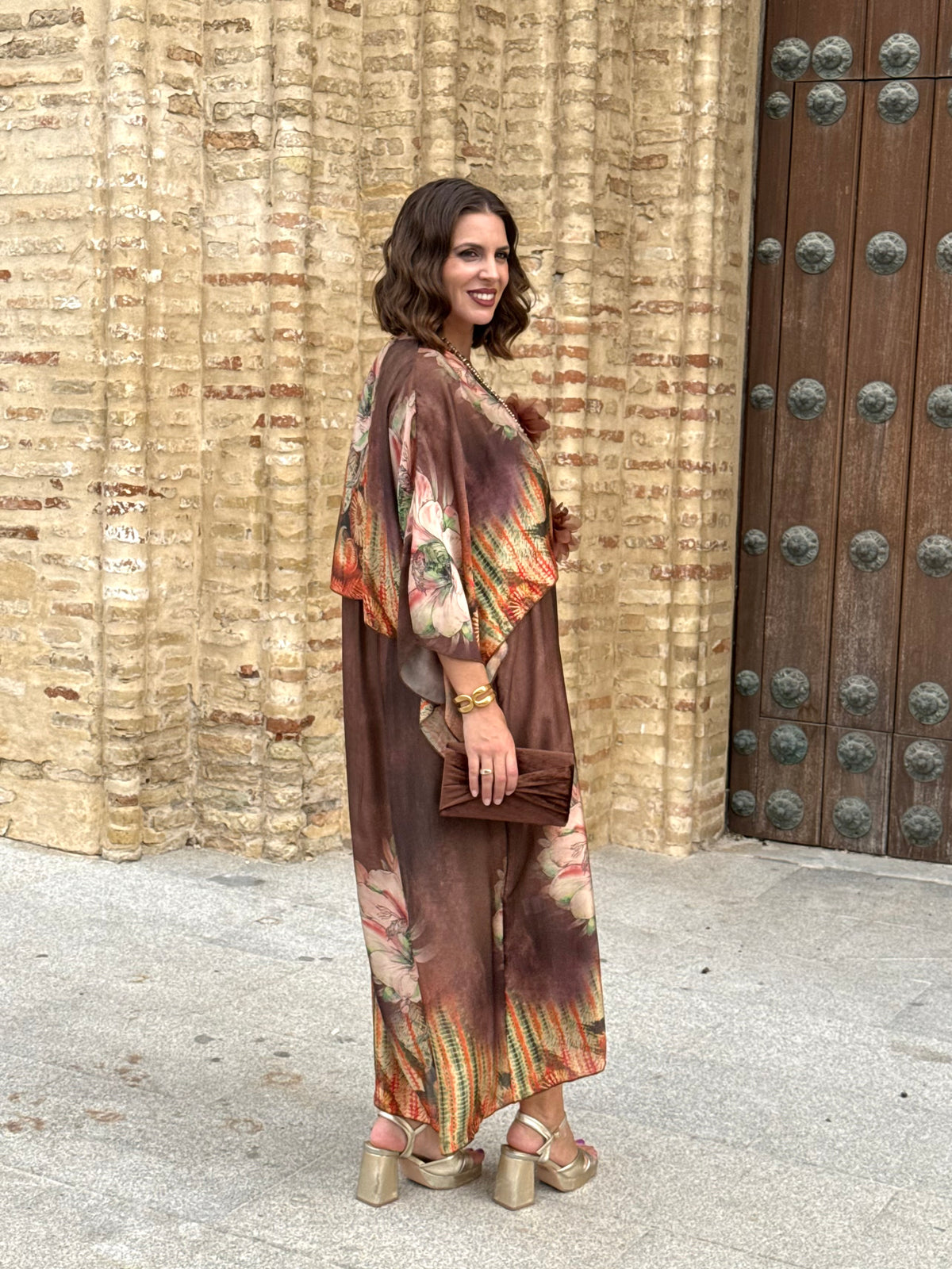 Vestido + Capa Samira Beige/Marrón