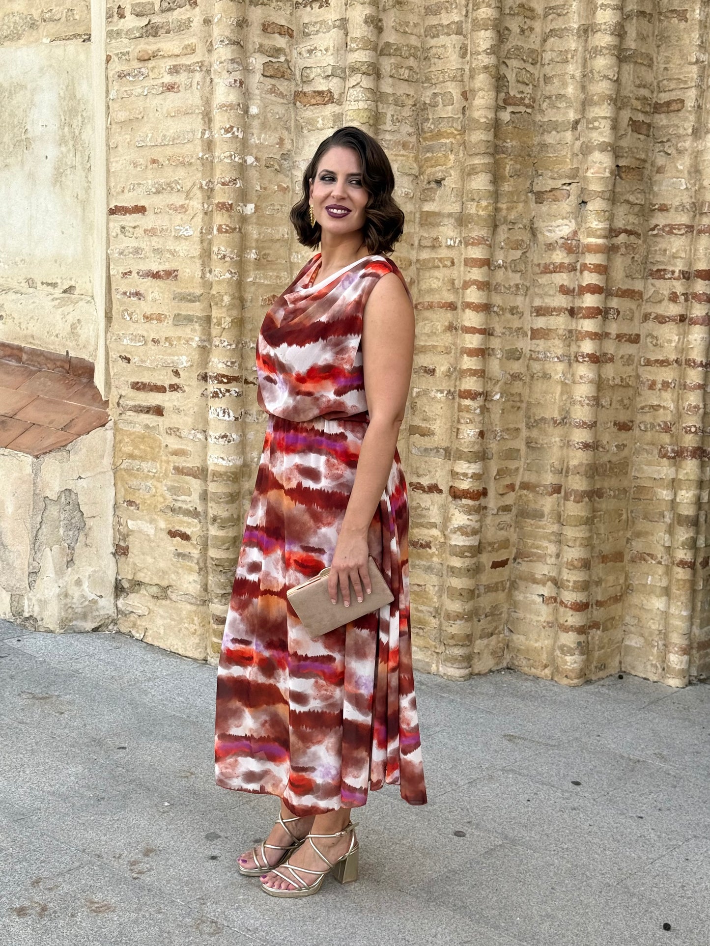 Vestido Miri Teja/Marrón