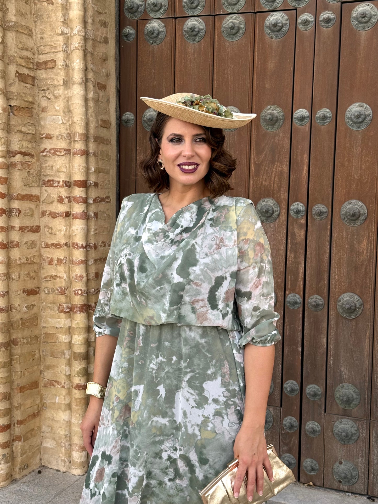Vestido Mónica Floral Verde kaki