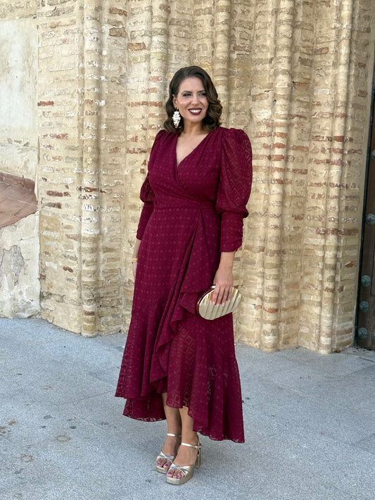 Vestido Isabela Floc Burdeos