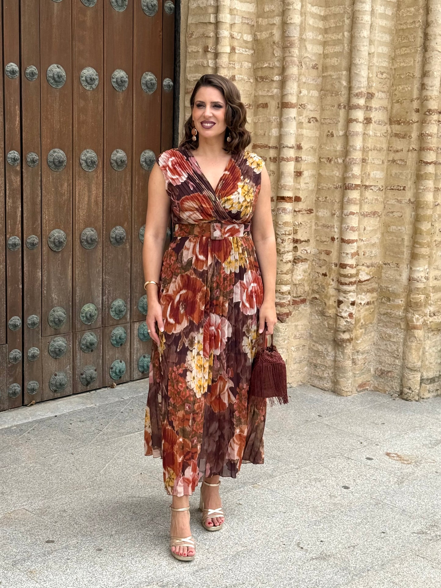 Vestido Amalia Floral Marrón
