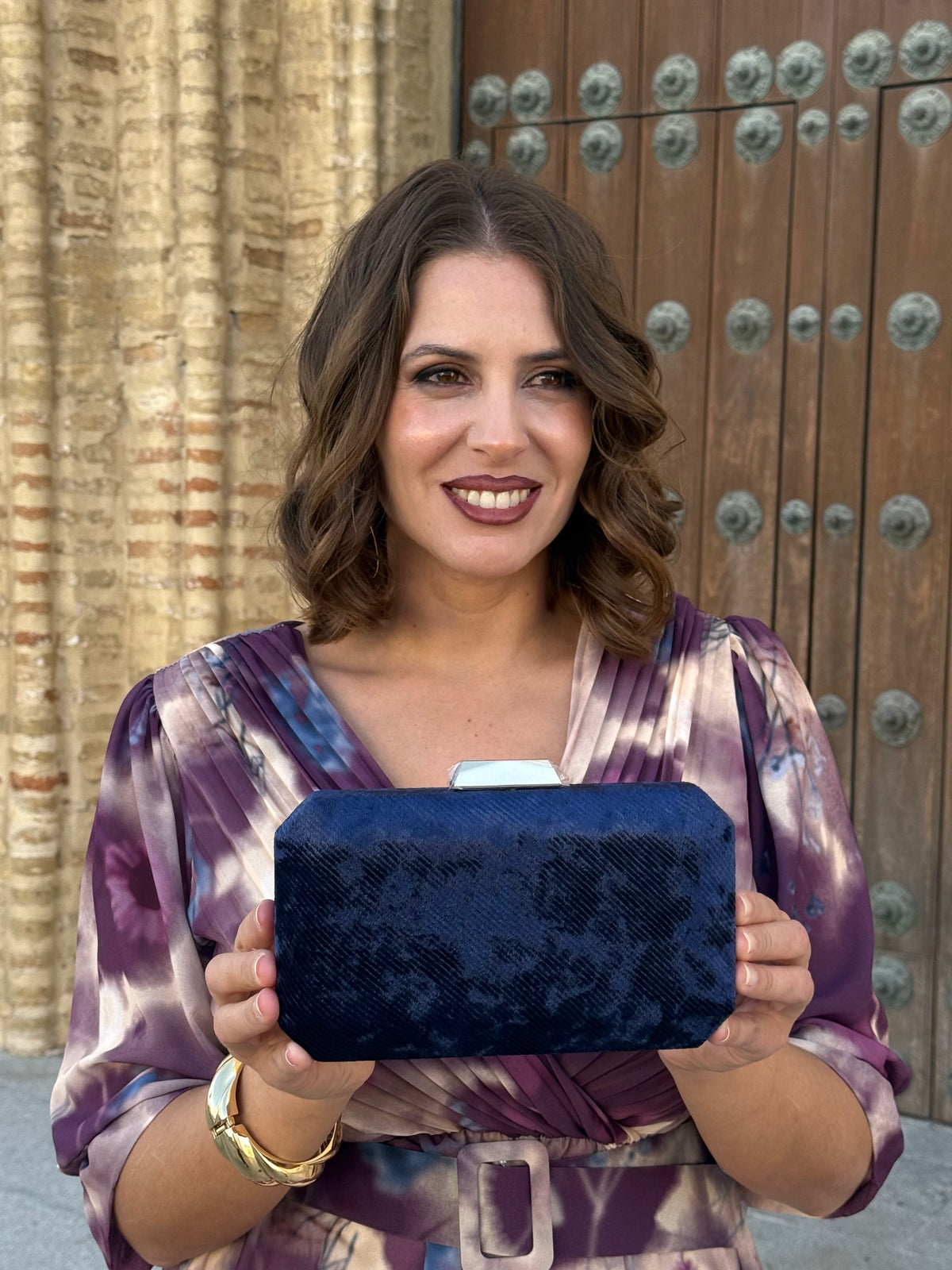 Bolso Kenia Terciopelo Azul Marino