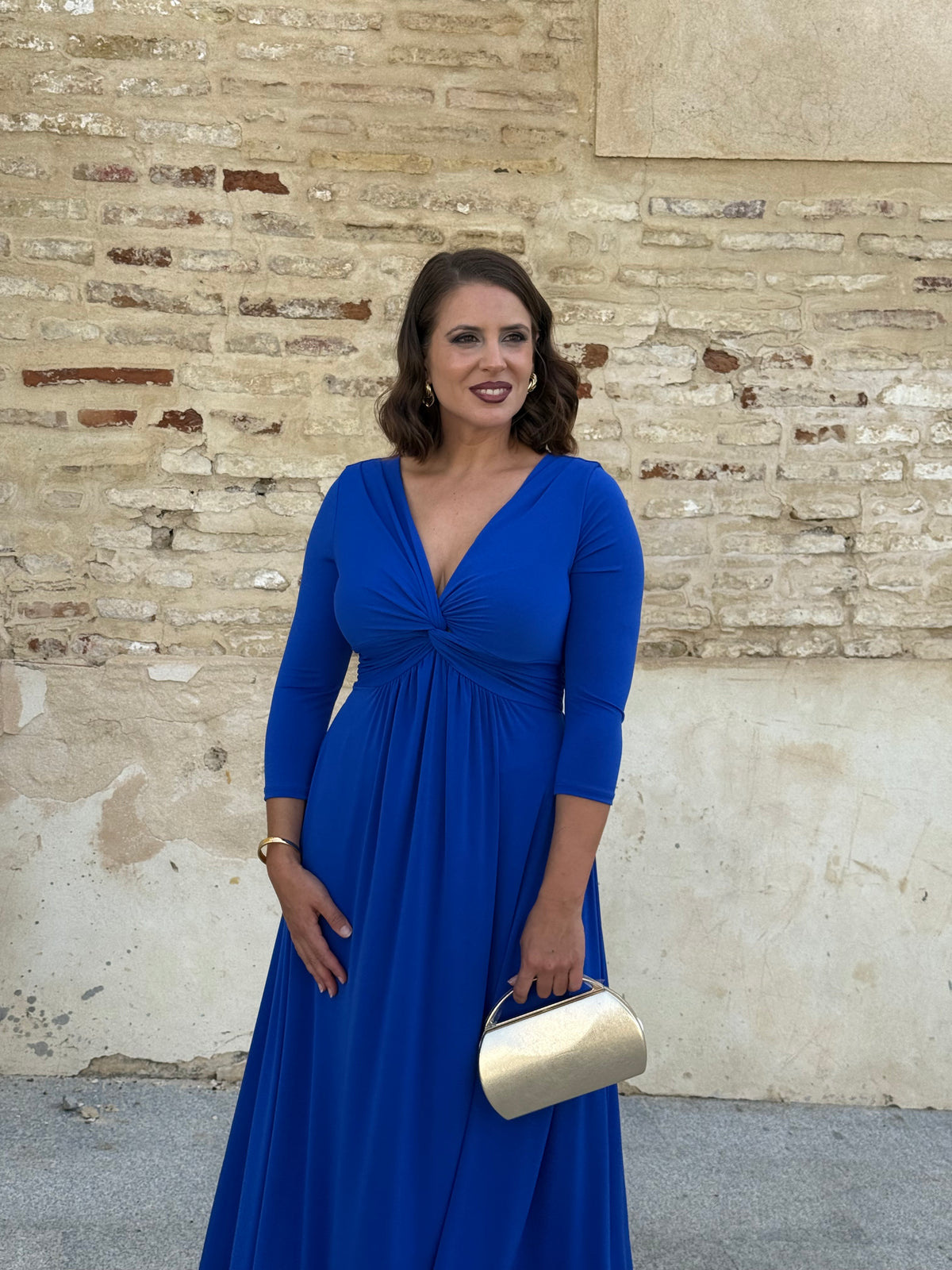 Vestido Zafira Manga Azul Añil