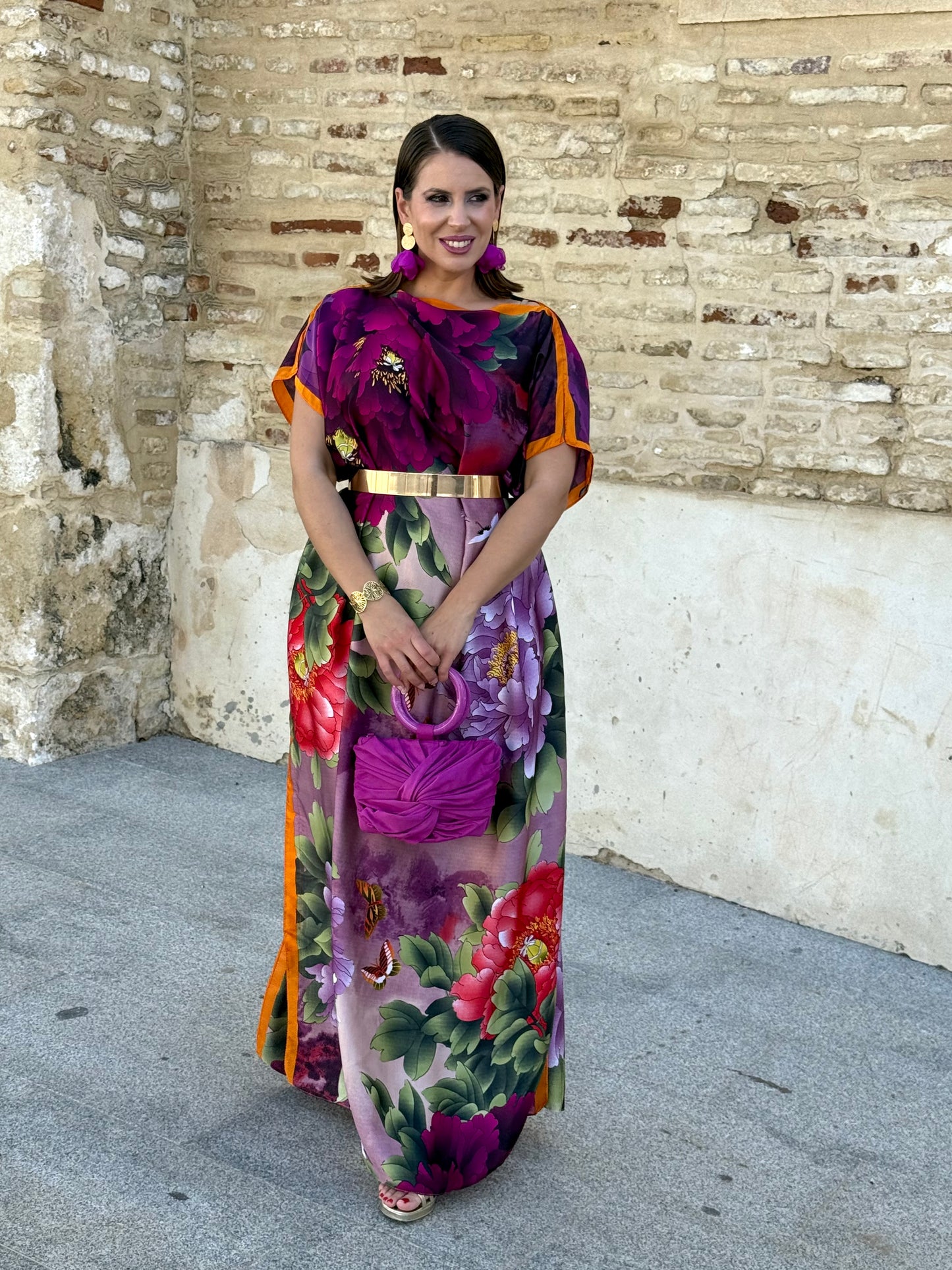 Vestido Elvira Naranja/Morado