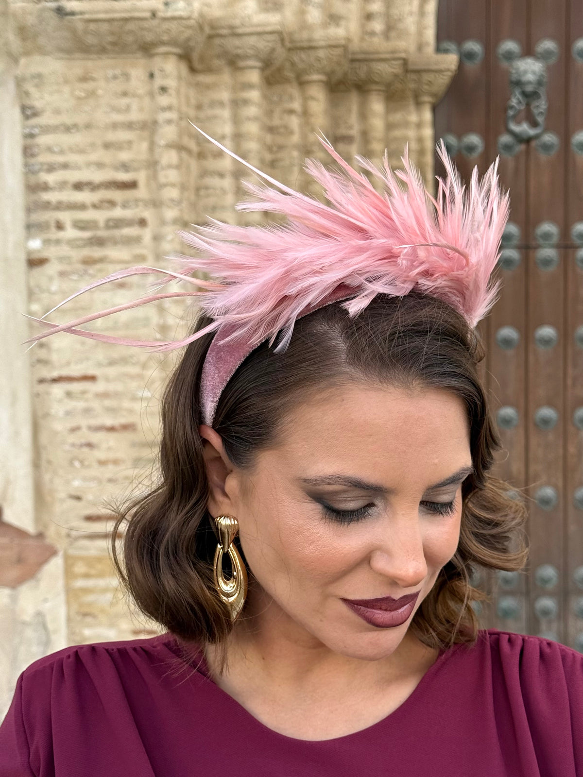 Diadema Belinda Rosa Empolvado