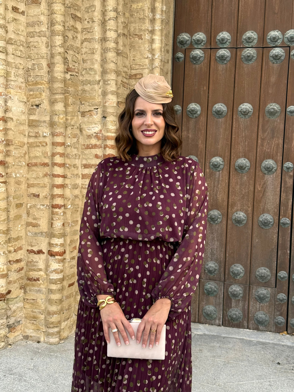 Vestido Julieta Lunares Burdeos