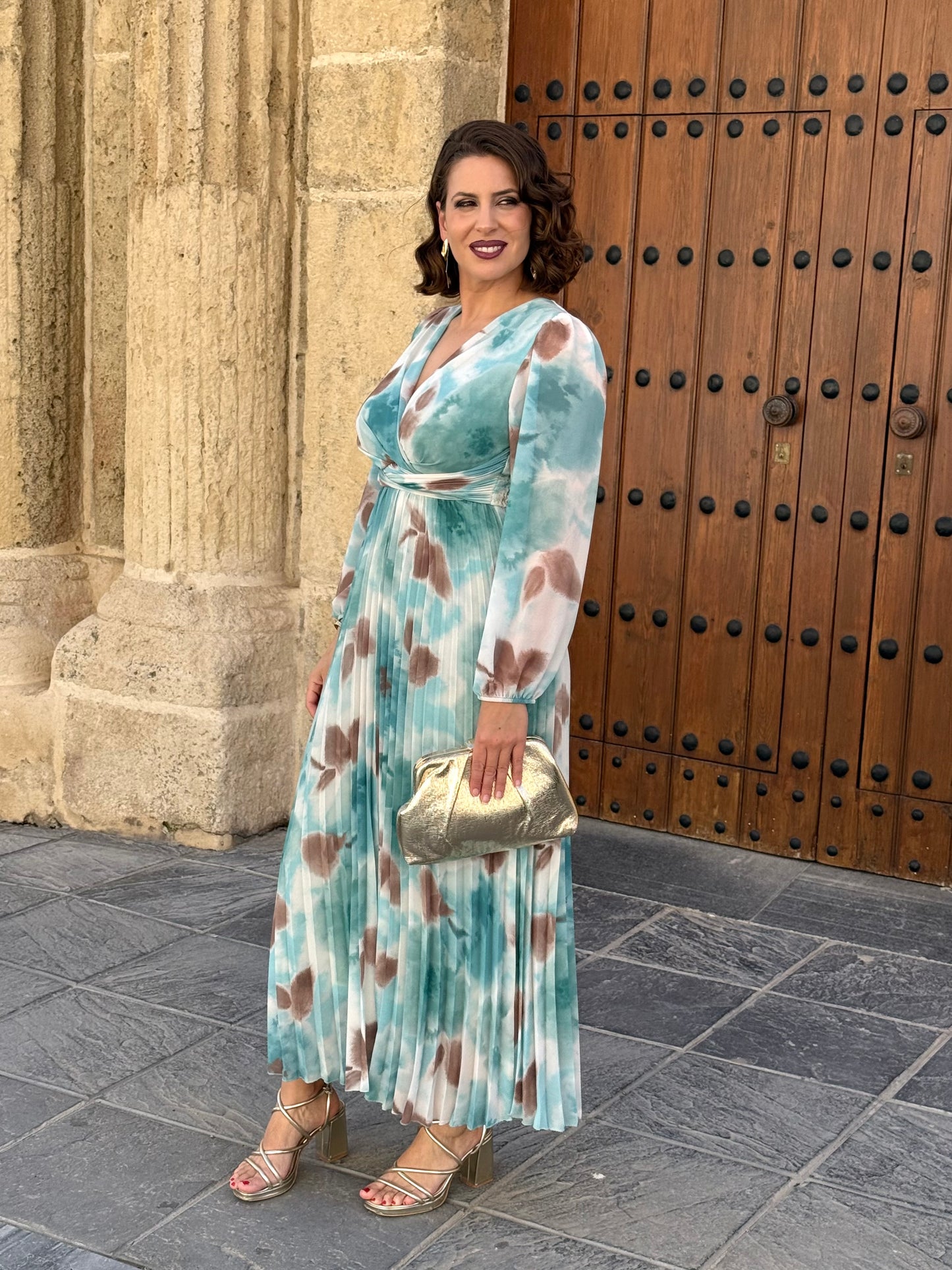 Vestido Nadia Floral Verde Mar