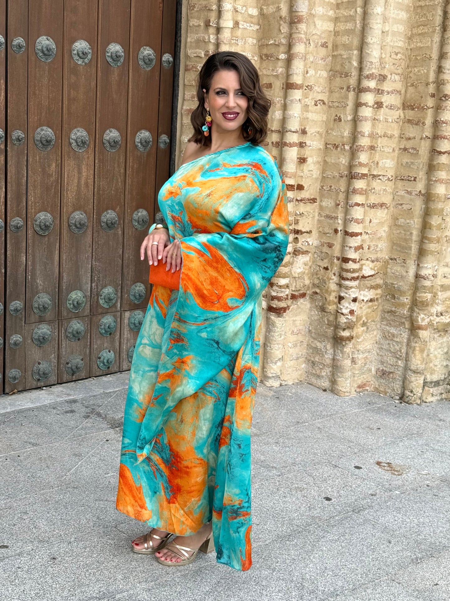 Vestido Casandra Turquesa/Naranja