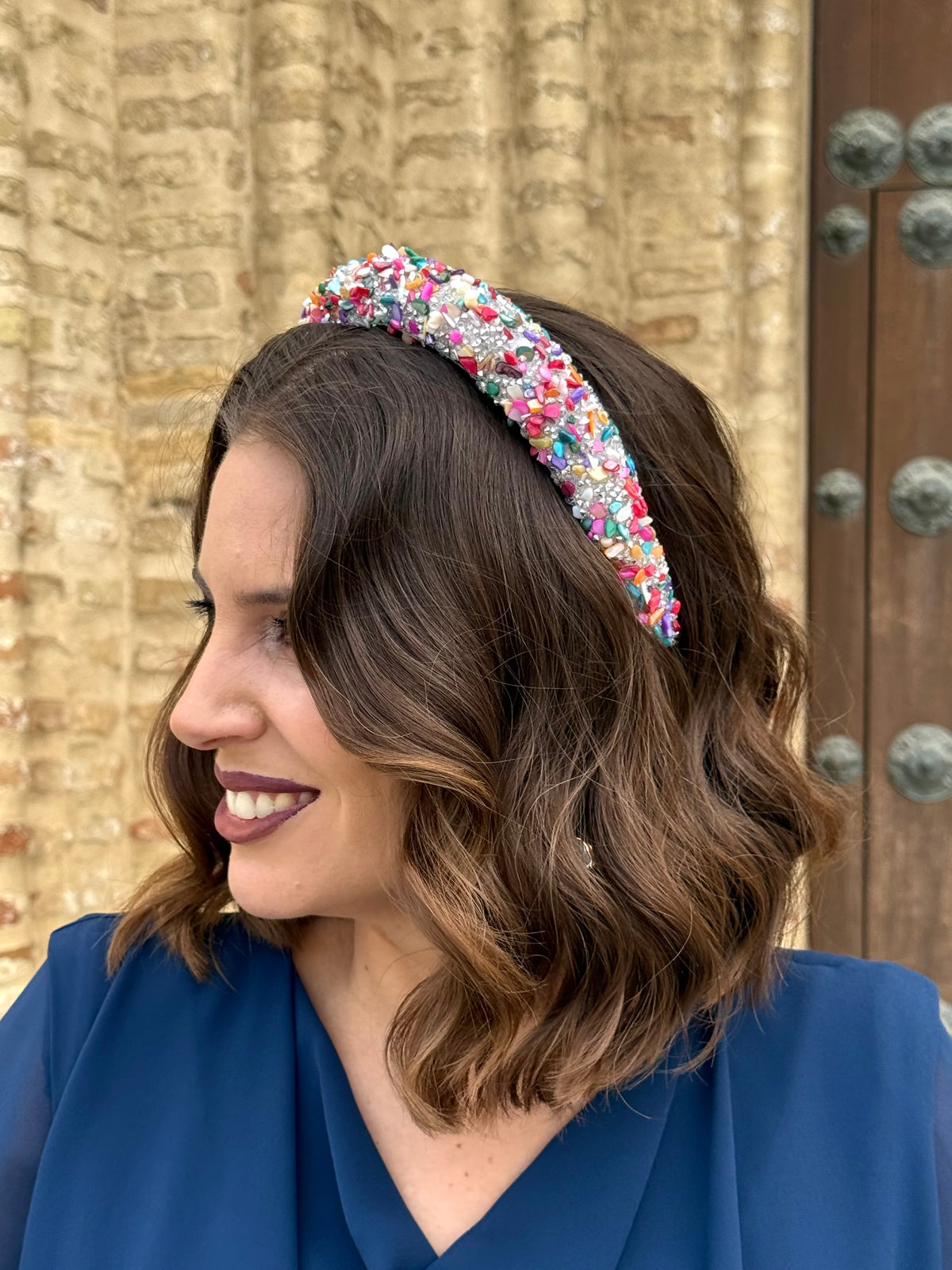 Diademas Piedras Multicolor/Plata